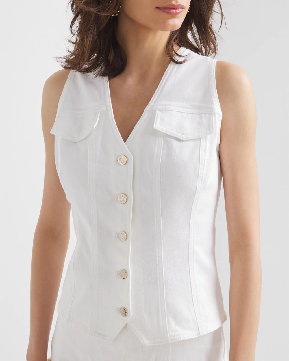 White sleeveless jean vest sale